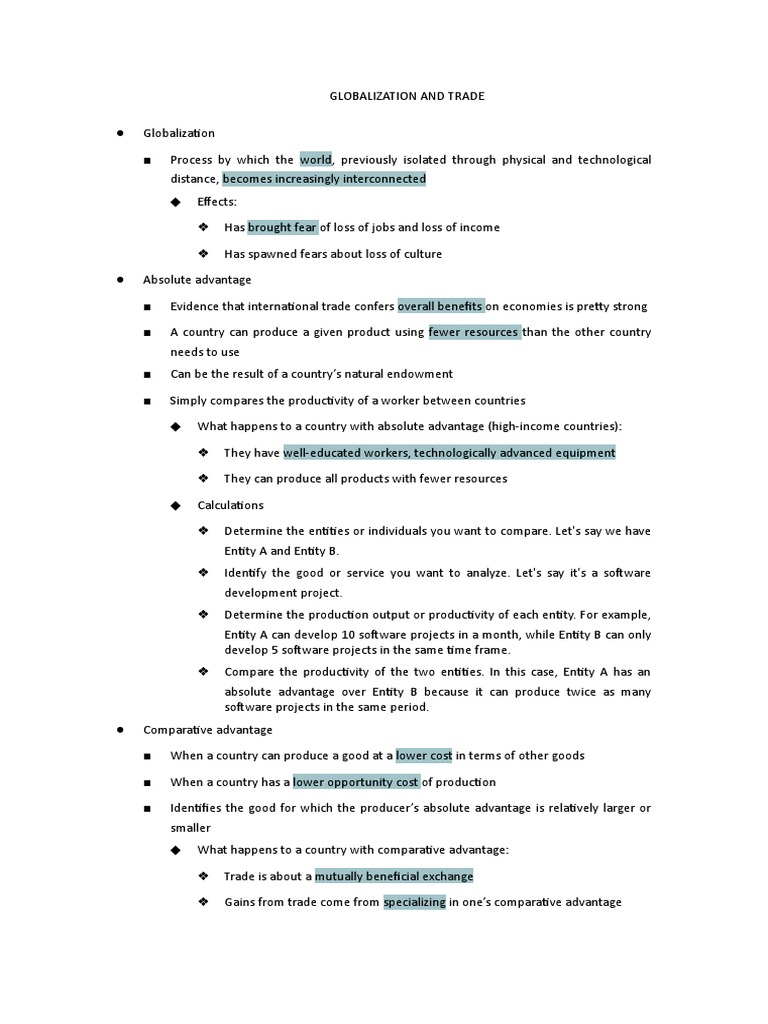 Globalization And Trade Pdf Protectionism World Trade Organization