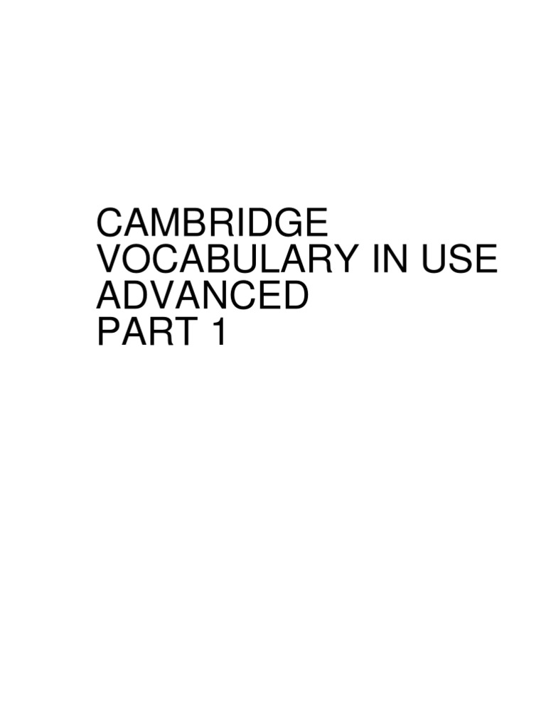 Vocabulary in Use Advanced Part 1 | PDF