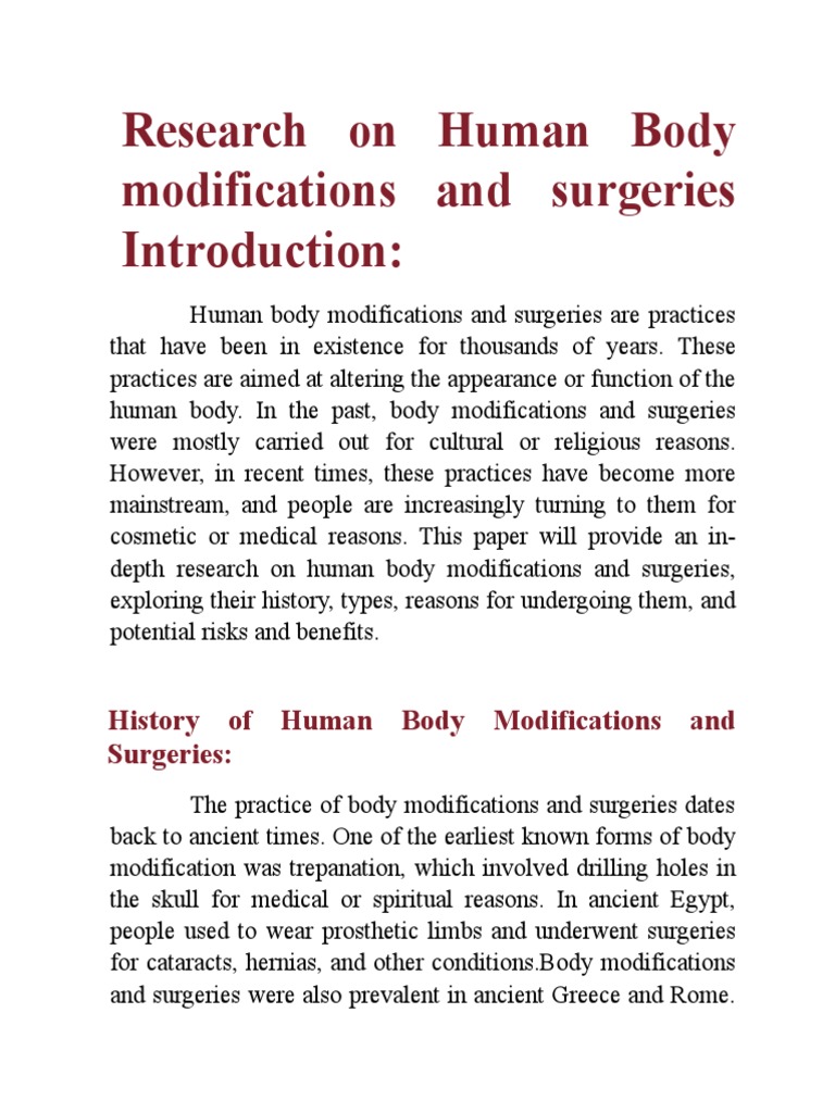 Overview of Body Modifications and Surgeries | PDF | Informed Consent ...
