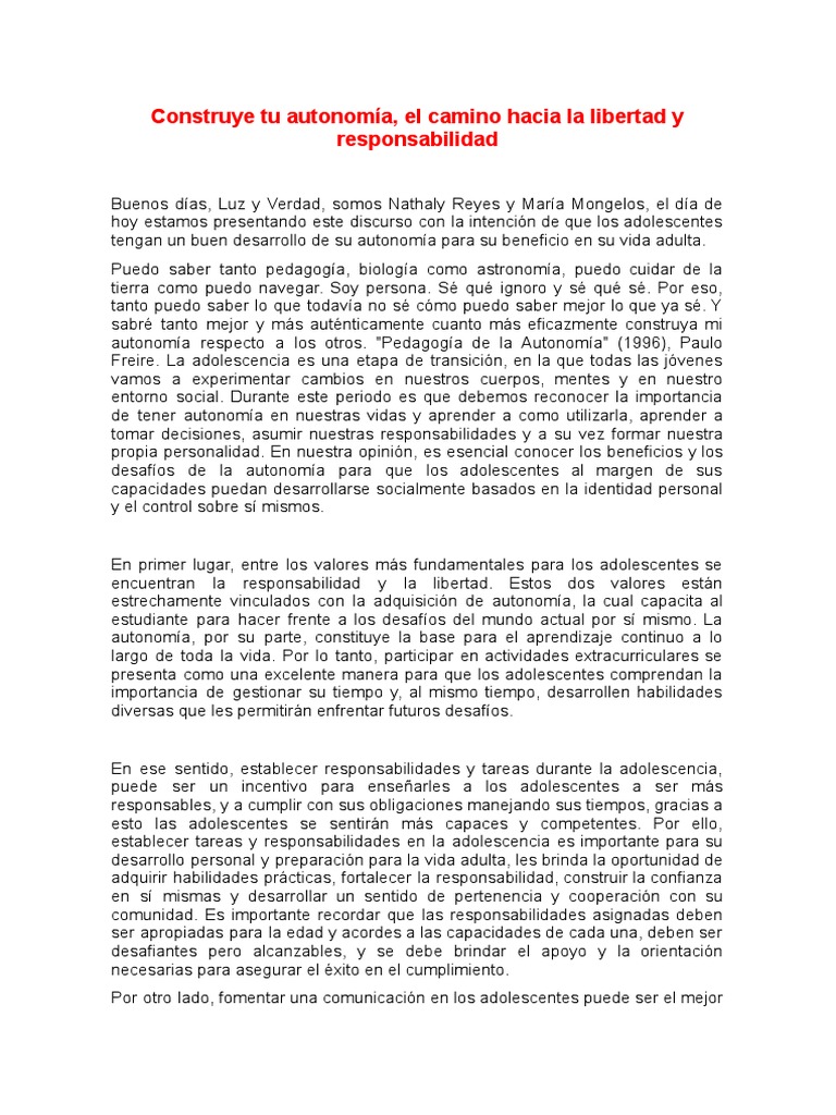 Construye Tu Autonomía, El Camino Hacia La Libertad y Responsabilidad ...