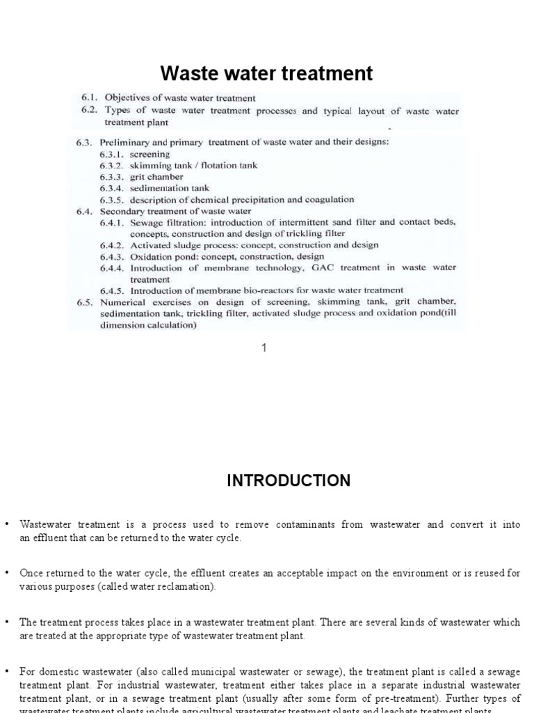 Chapter 6 Waste Water Treatment | PDF | Sewage Treatment | Water Pollution