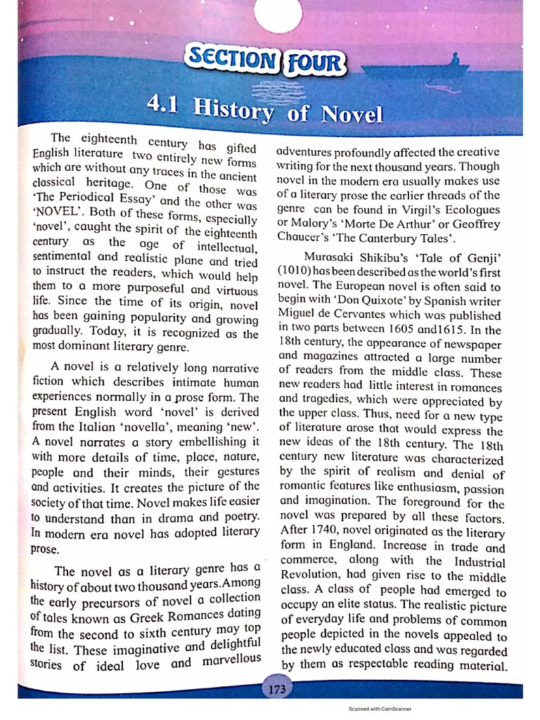 Section Four 4.1 History of Novel | PDF