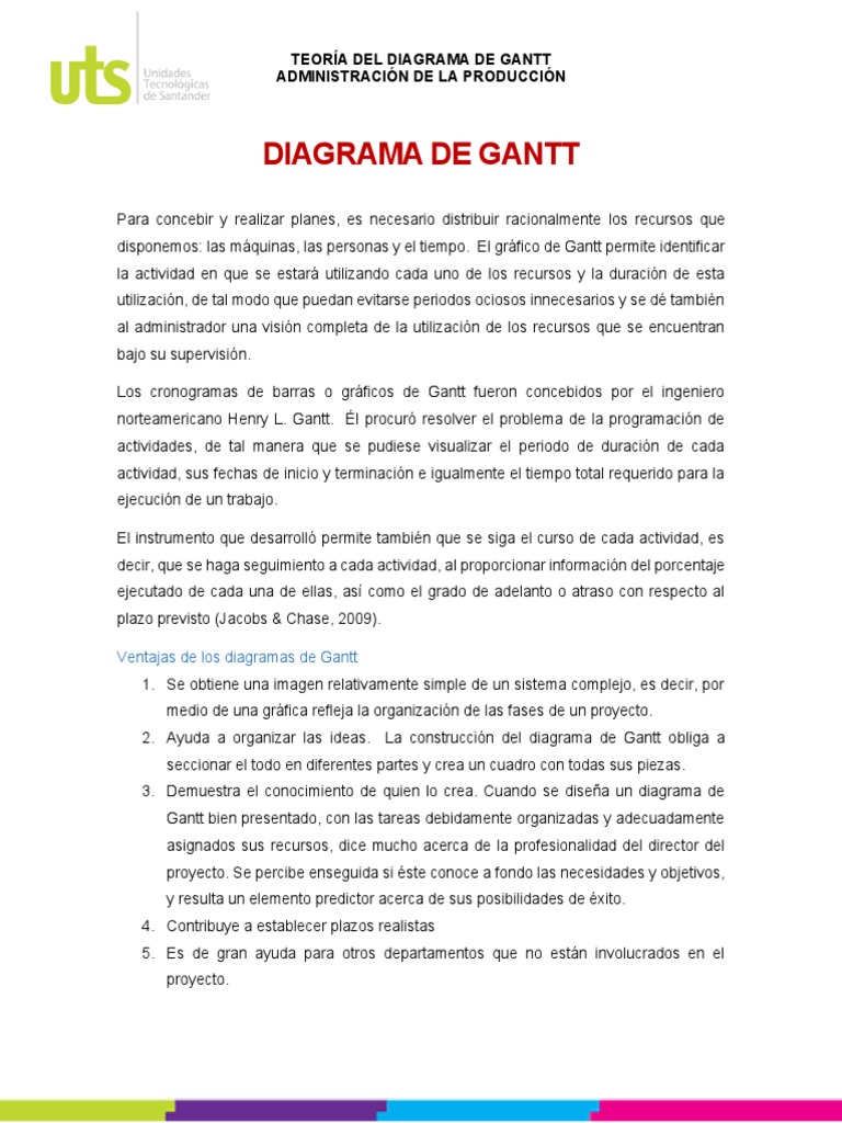 Teoría y Ventajas del Diagrama de Gantt | PDF | Informática