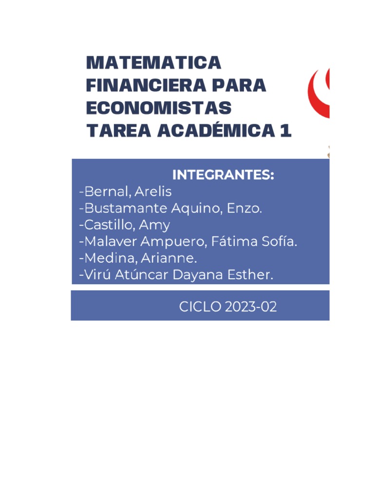 Ta 1 - Matématica Financiera para Economistas - Grupo 05 - En44 | PDF ...