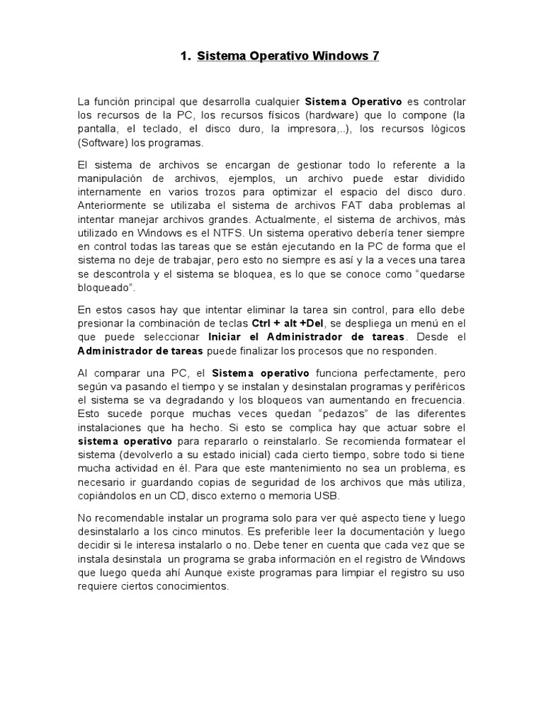 Guía Completa de Windows 7: Funciones y Ventanas | PDF | Ventana ...