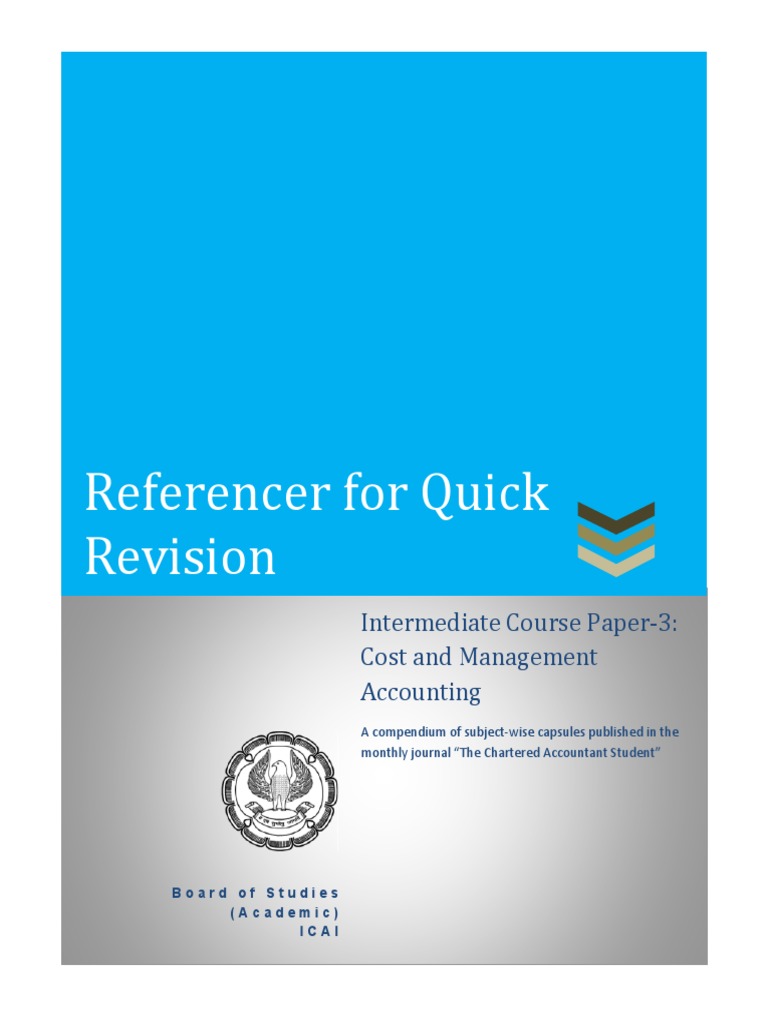 Costing Inter Quick Referencer by ICAI | PDF