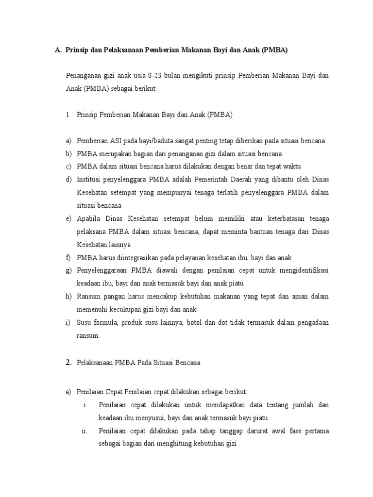 Prinsip PMBA Modifikasi Kegawat Daruratan | PDF
