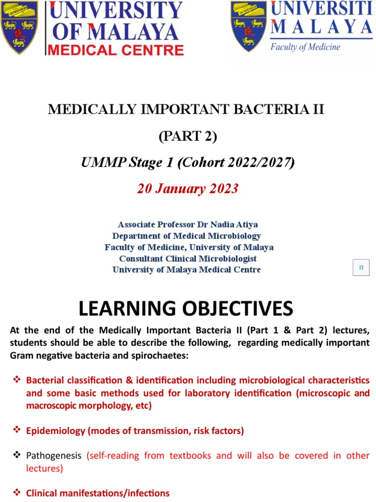 2022 - Microbiology - Medically Important Bacteria II (Part 2) | PDF ...