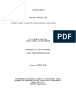 Unidad 2 - Trea 3 - Sistemas de Ecuaciones Lineales, Rectas y Planosjulian Hurtado Algebra Lineal