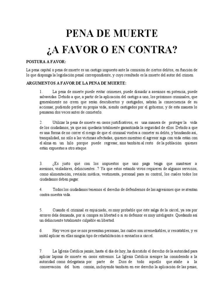Argumentos a Favor de la Pena de Muerte | PDF | Pena capital | Castigos