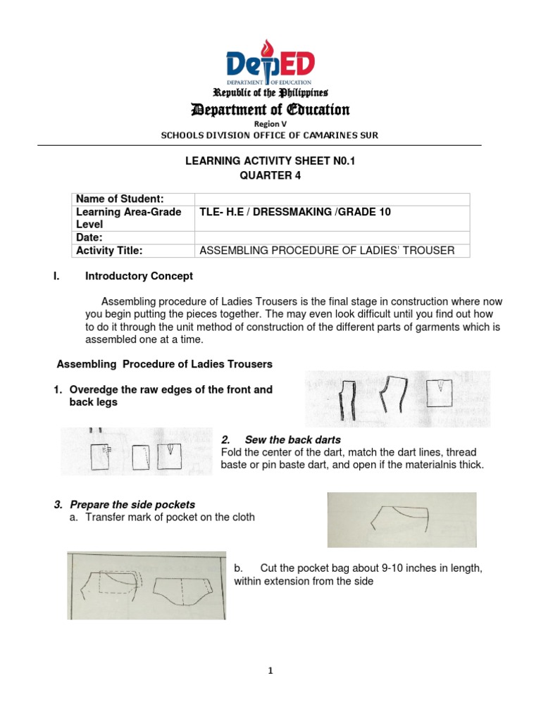 Las 1 dressmaking 10 q4 pdf seam sewing sewing