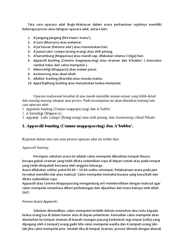 Tata Cara Upacara Adat Bugis