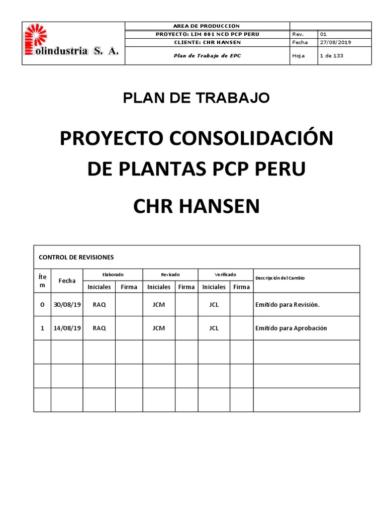 Plan Consolidación Plantas PCP Perú | PDF | Logística | Planificación