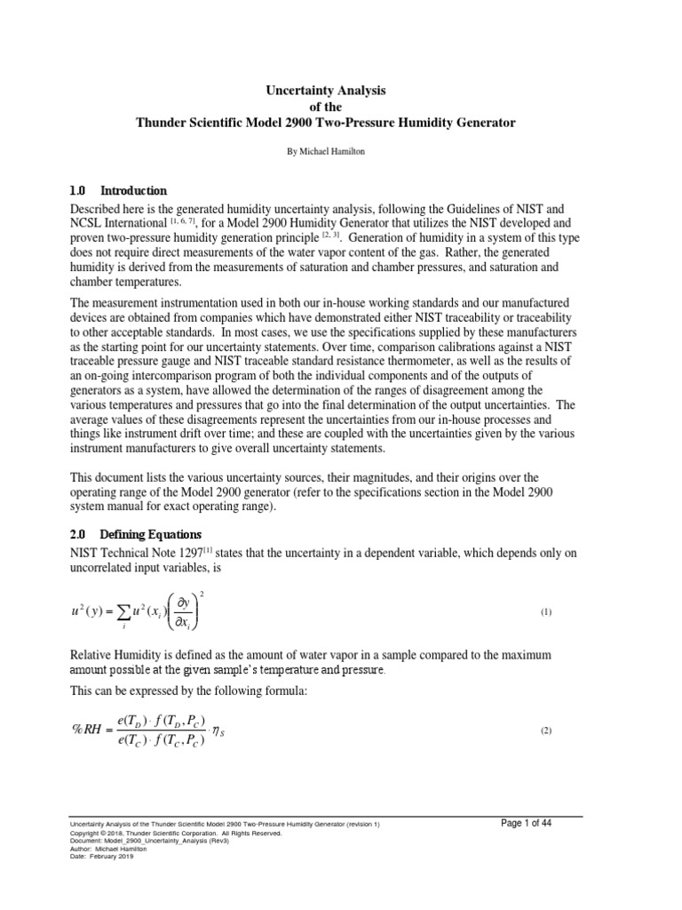 Model 2900 uncertainty analysis rev 3 thunder pdf humidity