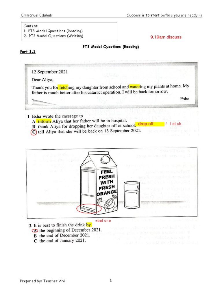 Form 1 Series 1 Class | PDF