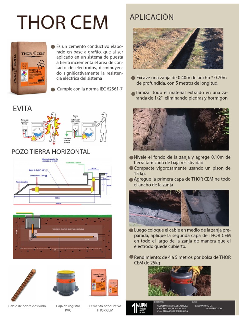 Pozo a Tierra Horizontal con Thor Cem | PDF | Materiales | Ciencia de ...