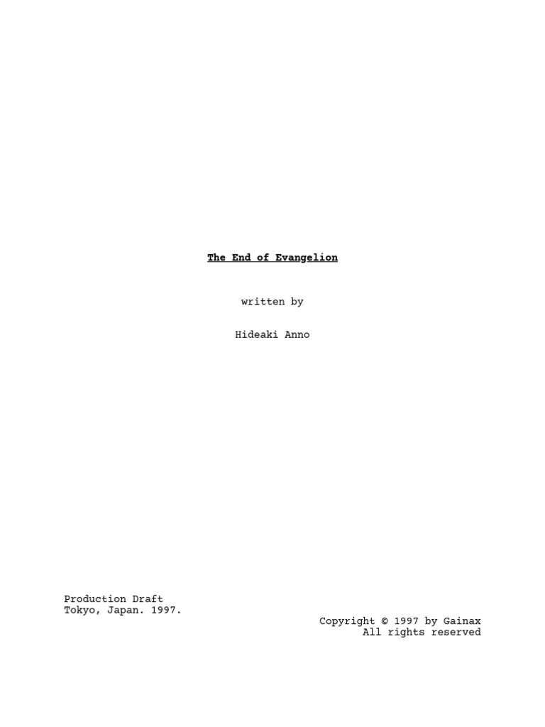 1997 - The End of Evangelion by Script Hideaki Anno | PDF