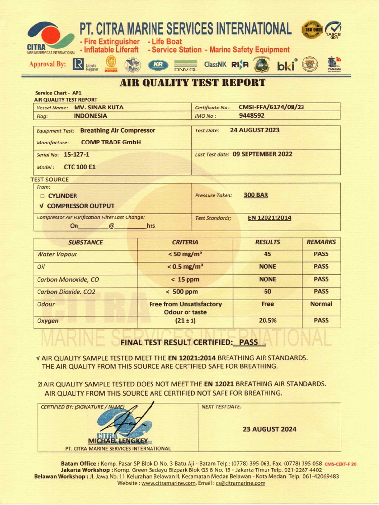 BA Compressor Cert | PDF