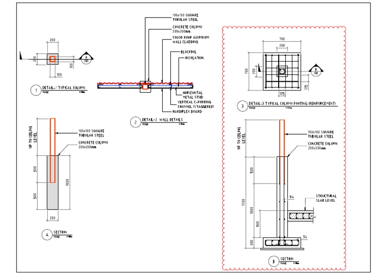 Column and Wall and Footing Details Reinf Details | PDF
