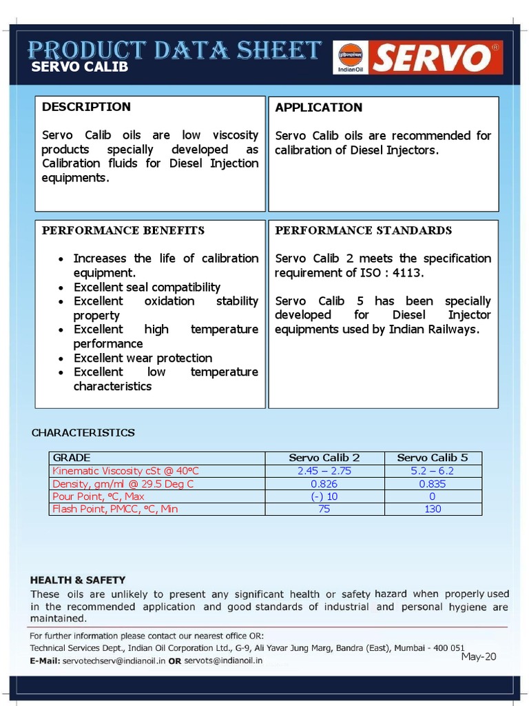 Servo Calib Oils for Diesel Calibration | PDF