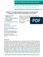 Impact of Thromboembolism Prevention of Anticoagulant Therapy On The Course and Outcome of Covid-19