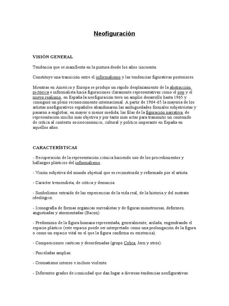 Características de la Neofiguración | PDF | Estética | Movimientos de arte