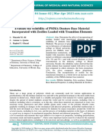 Evaluate The Solubility of PMMA Denture Base Material Incorporated With Zeolites Loaded With Transition Elements