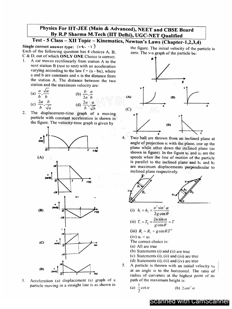 Test-5 Class XII Chapter - 1,2,3,4 | PDF