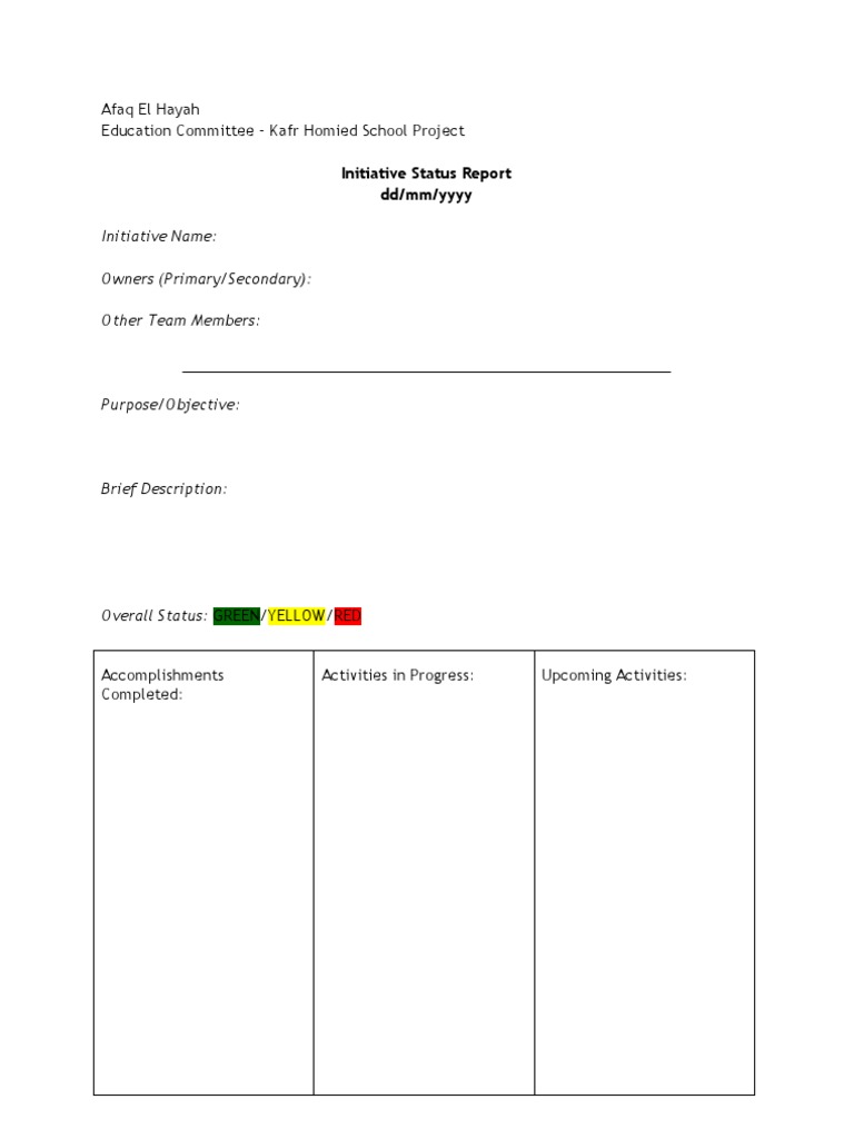 Kafr Homied School Project Status Report | PDF