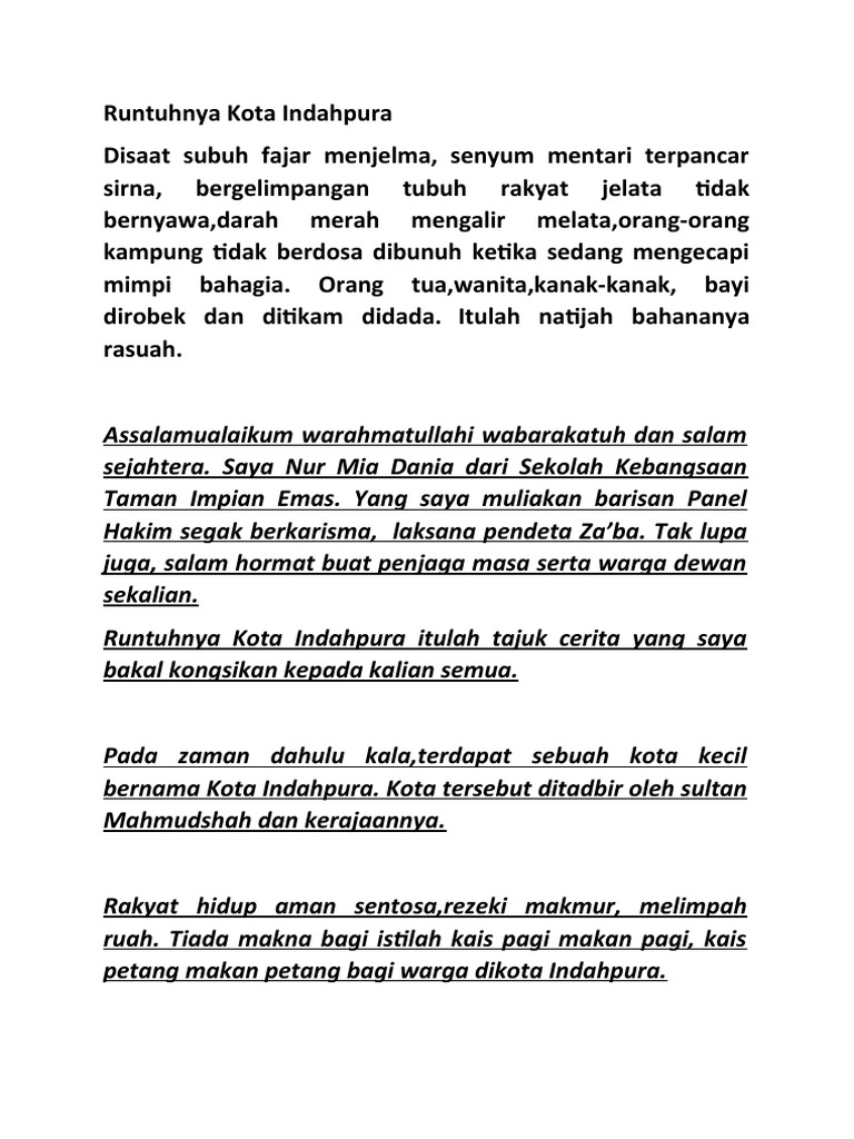 Runtuhnya Kota Indahpura: Akibat Rasuah | PDF