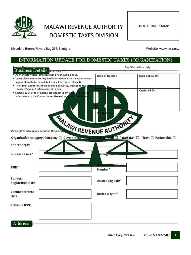 MRA TPIN Registration Guidelines | PDF | Taxes | Taxpayer