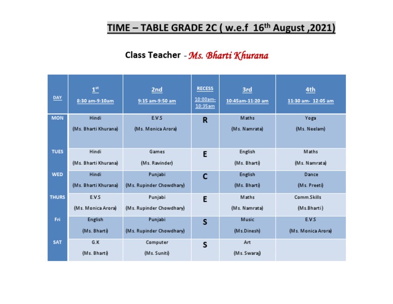 Time Table 2C | PDF