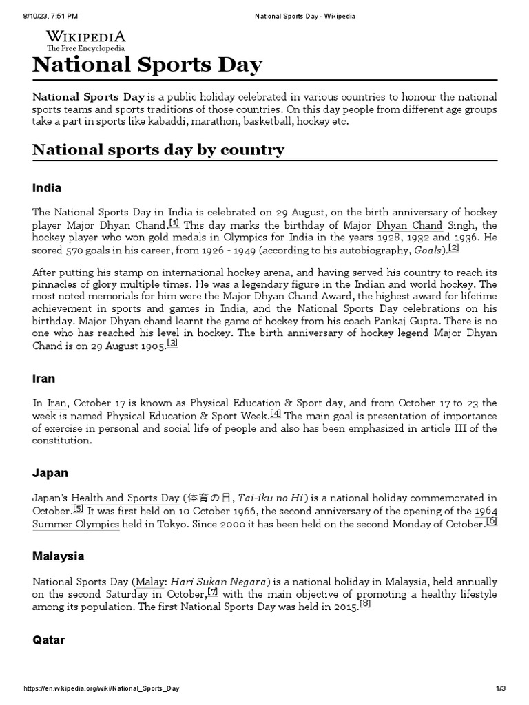 importance of national sports day speech