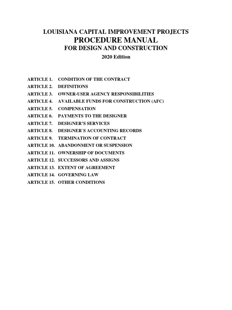 Louisiana Capital Improvement Projects Manual | PDF | Consumer Price ...