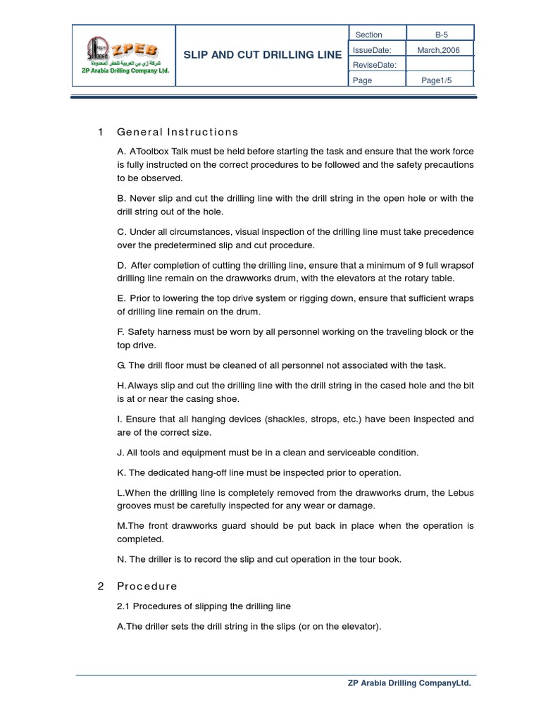 B5 SLIP AND CUT THE DRILL LINE PDF Drill Clutch