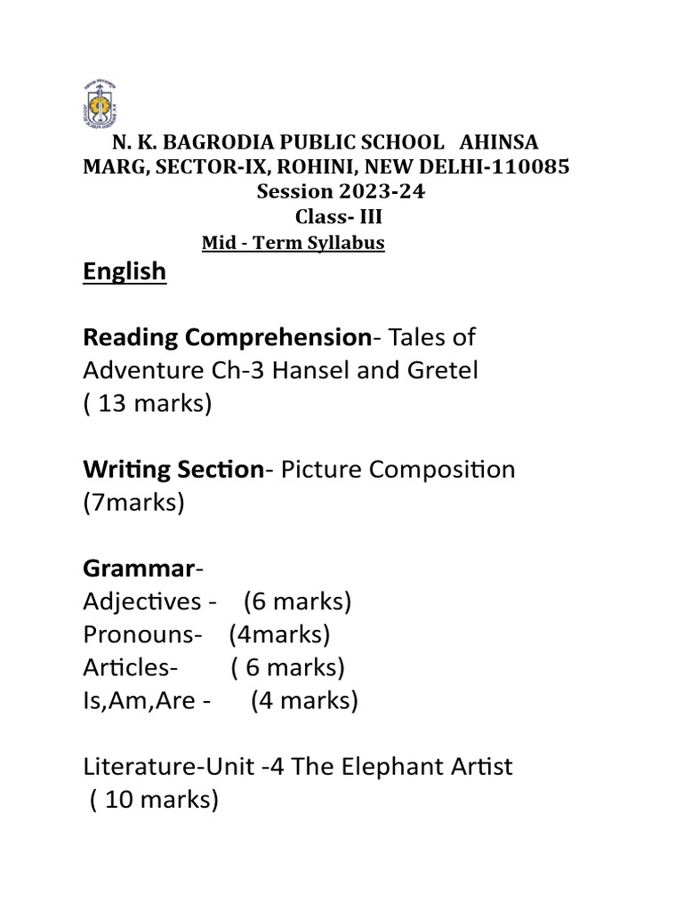 Syllables Cl3 (202324) SPL PDF
