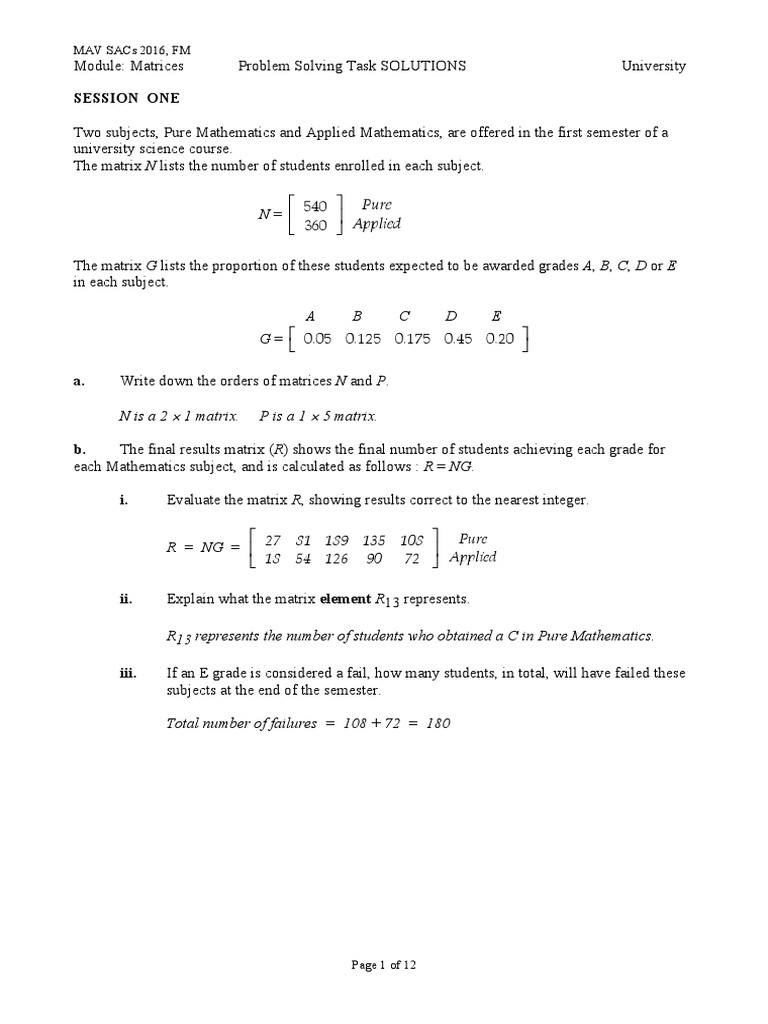 Matrices sac 1 solutions pdf matrix mathematics mathematics