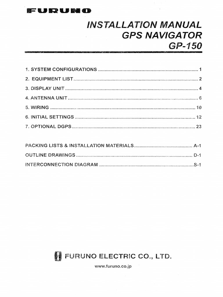 Furuno GP-150 Installation Manual | PDF | Screw | Global Positioning System