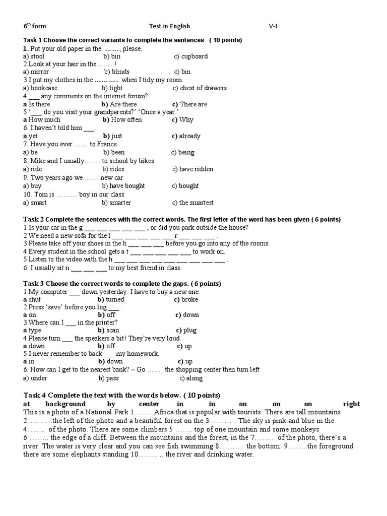 6th Form Term Test - Docx V - 1 | PDF