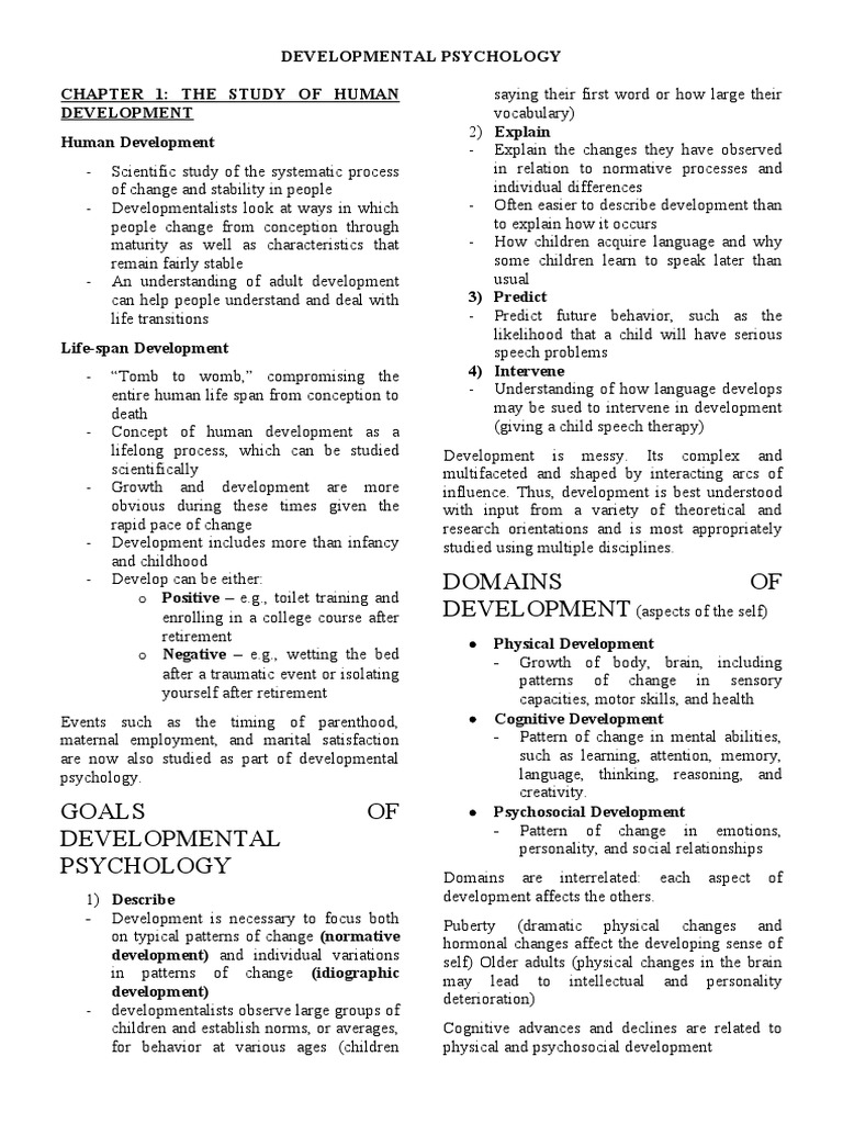 Human Development Chapter 1 To 2 Summary Pdf