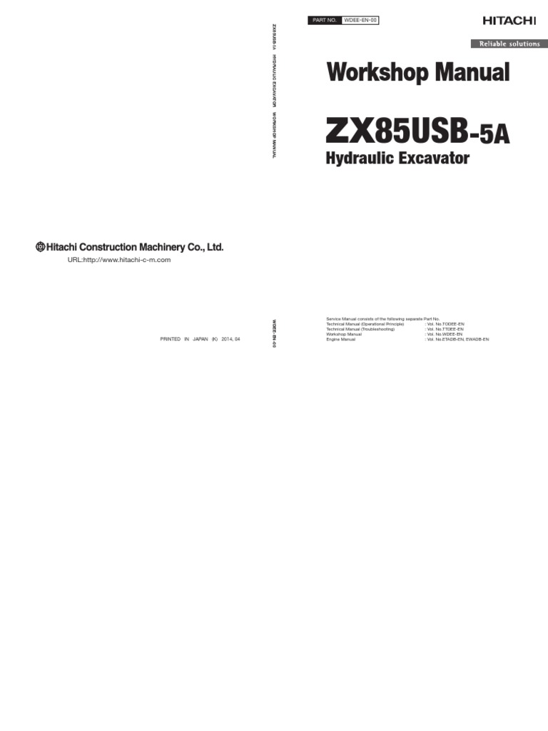 Hitachi ZX85USB-5A Workshop Manual | PDF | Mechanical Engineering