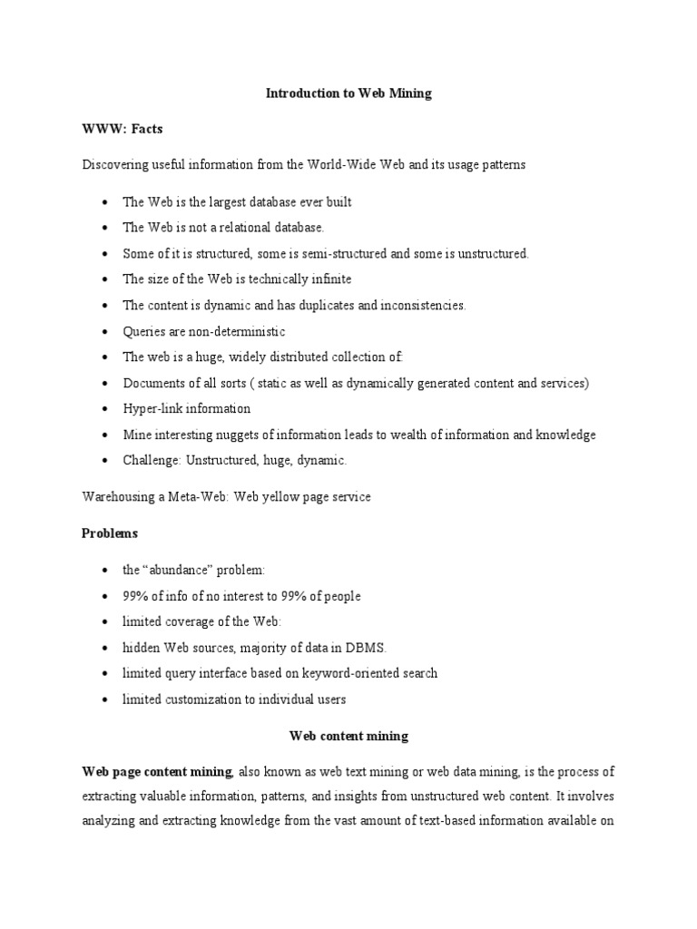 Web mining course pdf world wide web internet web