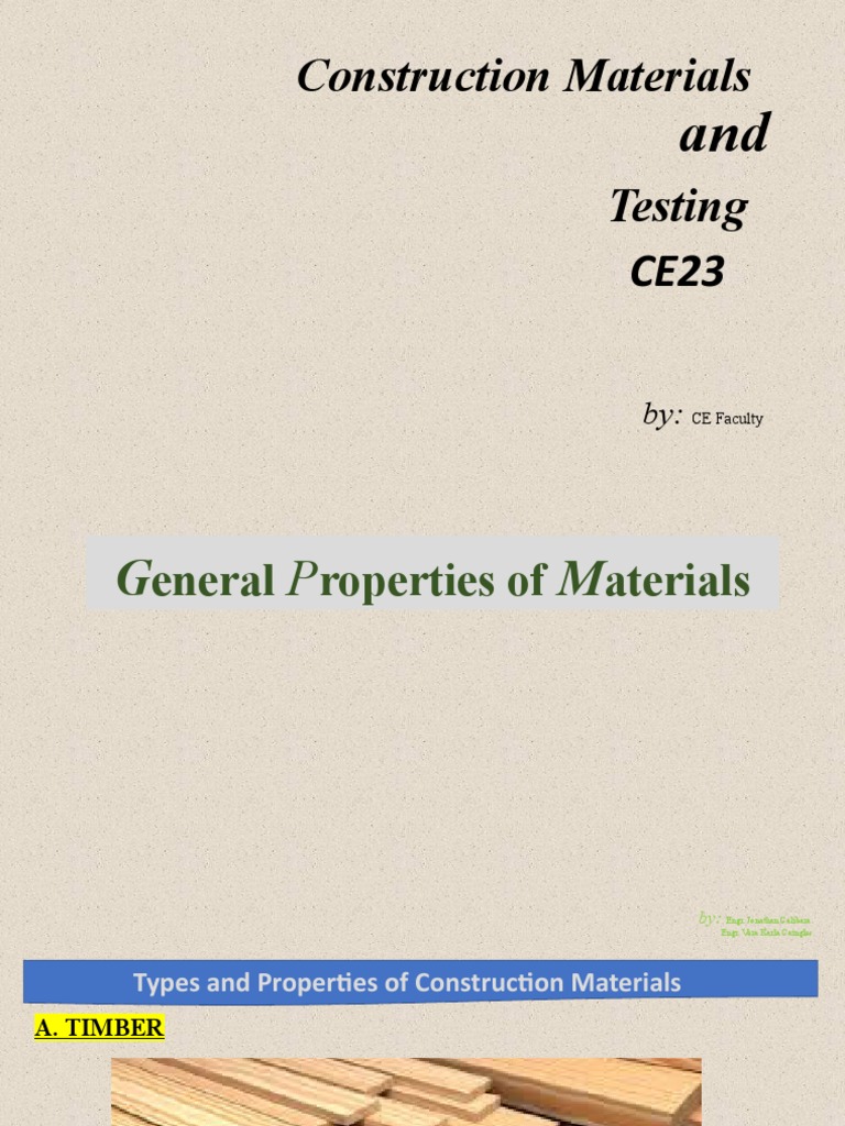 Types and Properties of Construction Materials | PDF | Lumber | Plywood
