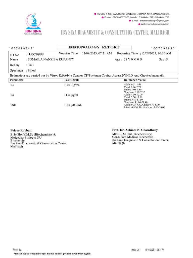 Immunology Report for Somaila Nanziba | PDF | Medical Specialties ...