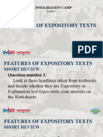 Grade 7 - Consolidation Camp-Lesson 7-Features of Expository Texts - Dapal-Ag