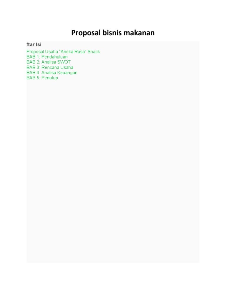 Proposal Bisnis Makanan Ringan Pdf
