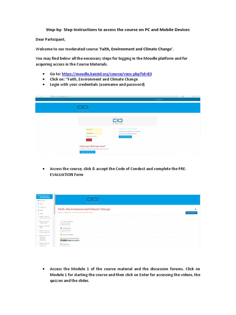 Step by Step Moodle Instructions - Moderated | PDF