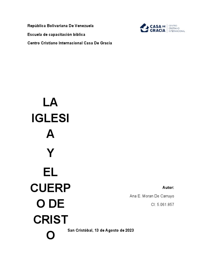La Iglesia como Cuerpo de Cristo | PDF | Iglesia cristiana | Jesús
