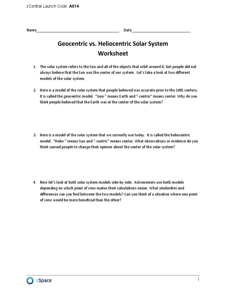 Geocentric vs. Heliocentric Models | PDF