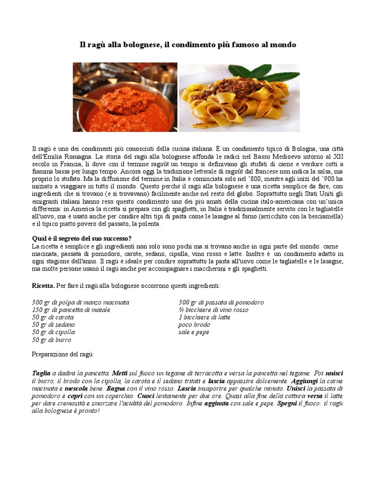 Il Ragù Alla Bolognese | PDF